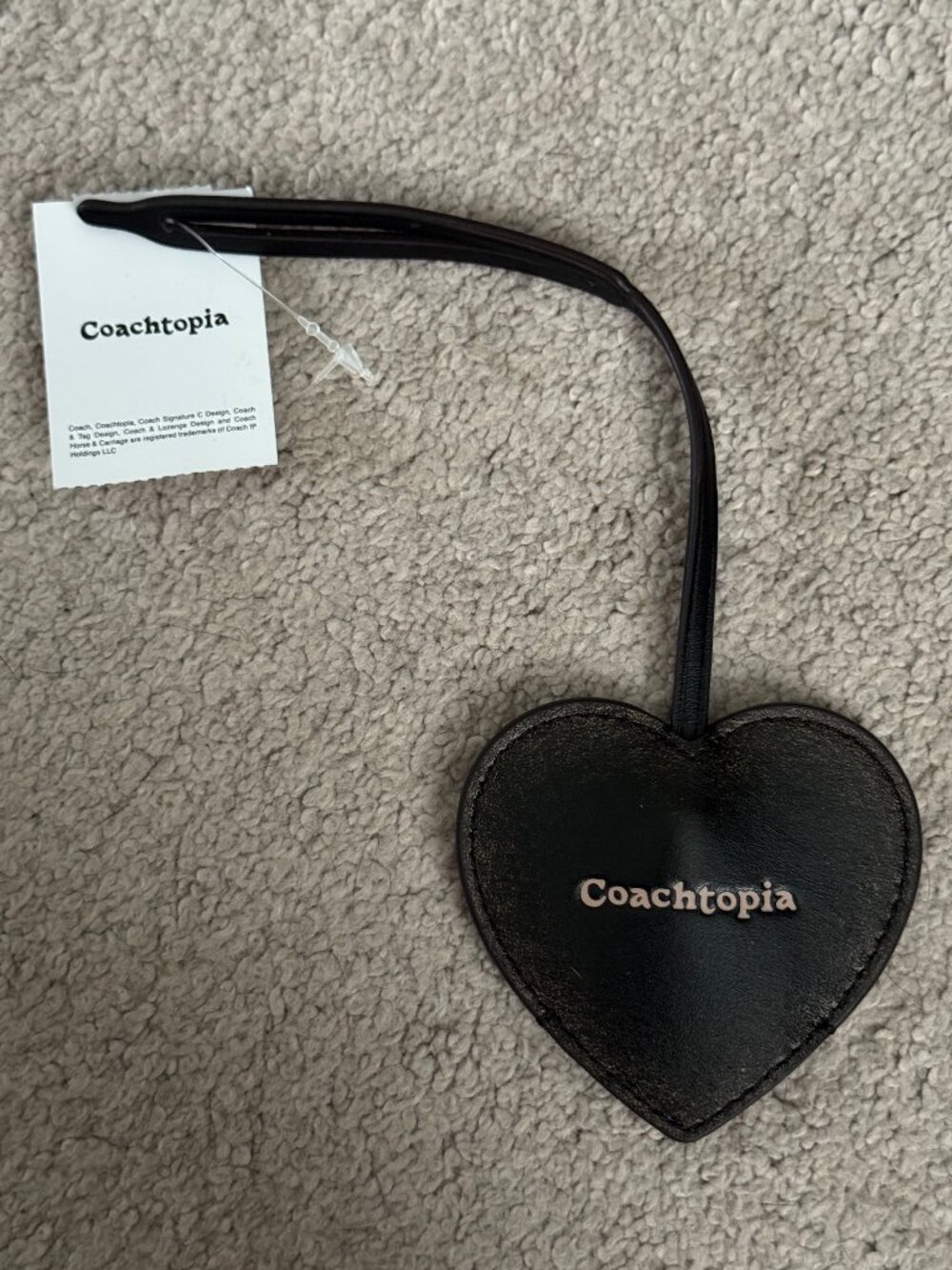 Coachtopia leather heart charm in Loved Leather, NWT